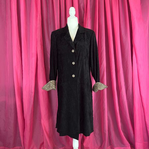 Vintage 80s Ultra Dress NY leopard button down long jacket, 16 - Picture 1 of 6